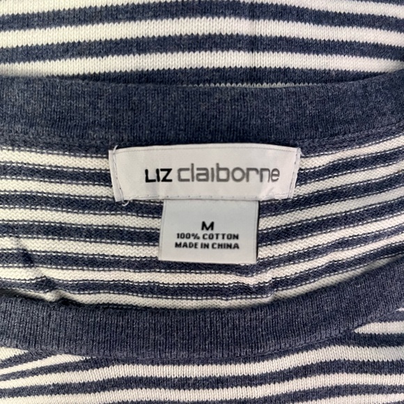 Liz Claiborne size Medium striped sweater 100% cotton - Picture 3 of 3